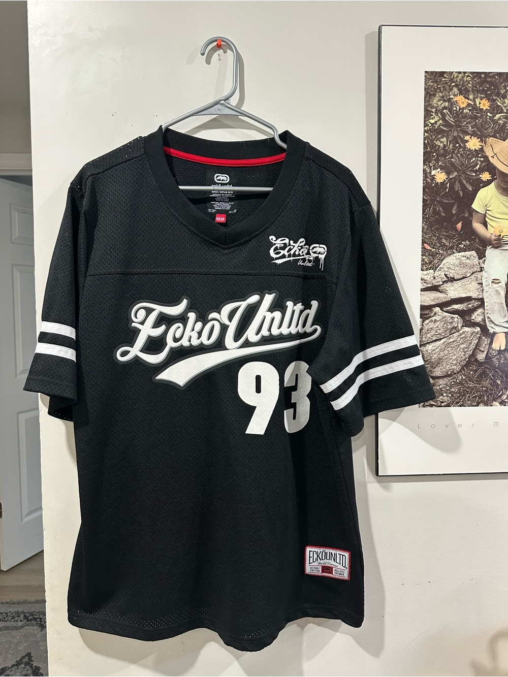 Ecko Unlimited Black Jersey with White Script and Number 93